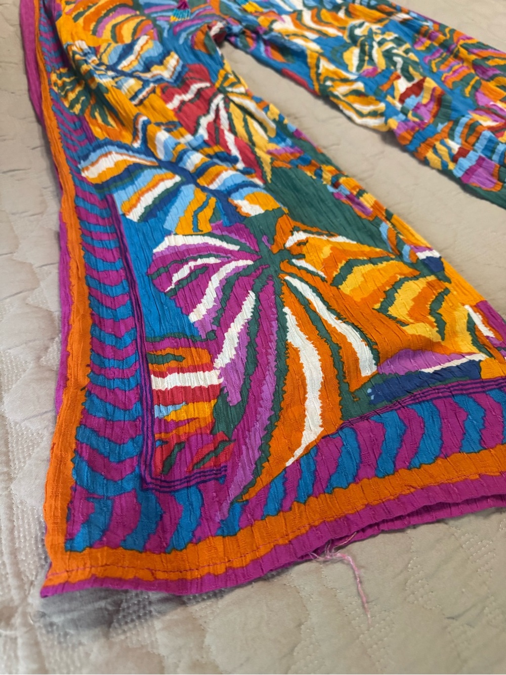 Christian Siriano NY Small Palazzo Pants WideLeg Tropical Womens Beaded Ties - Picture 4 of 8